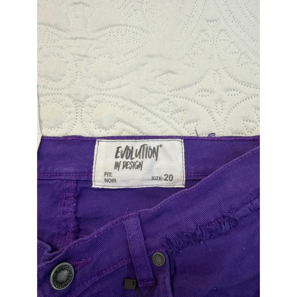 Evolution In Design Noir Mens Purple Distressed Denim Shorts Size 20 NEW